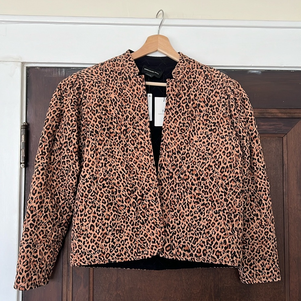 Something Navy Reversible Quilted Puff Sleeve Jacket